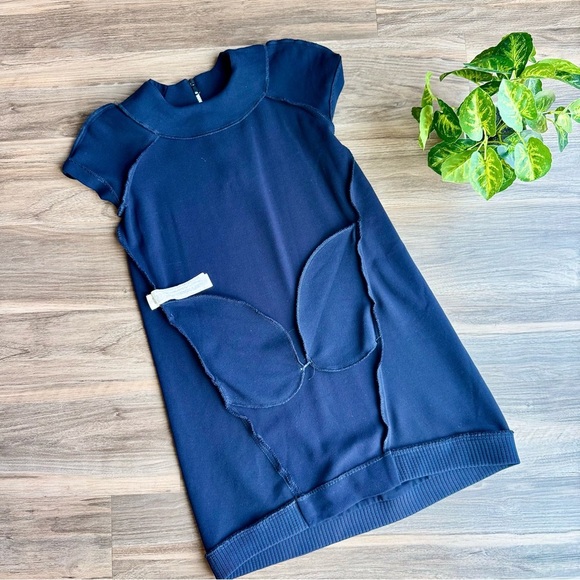 Zara TFR Midnight Blue Ribbed Hem Zip-Up A-Line Mini Dress with Pockets Size S - Picture 10 of 11